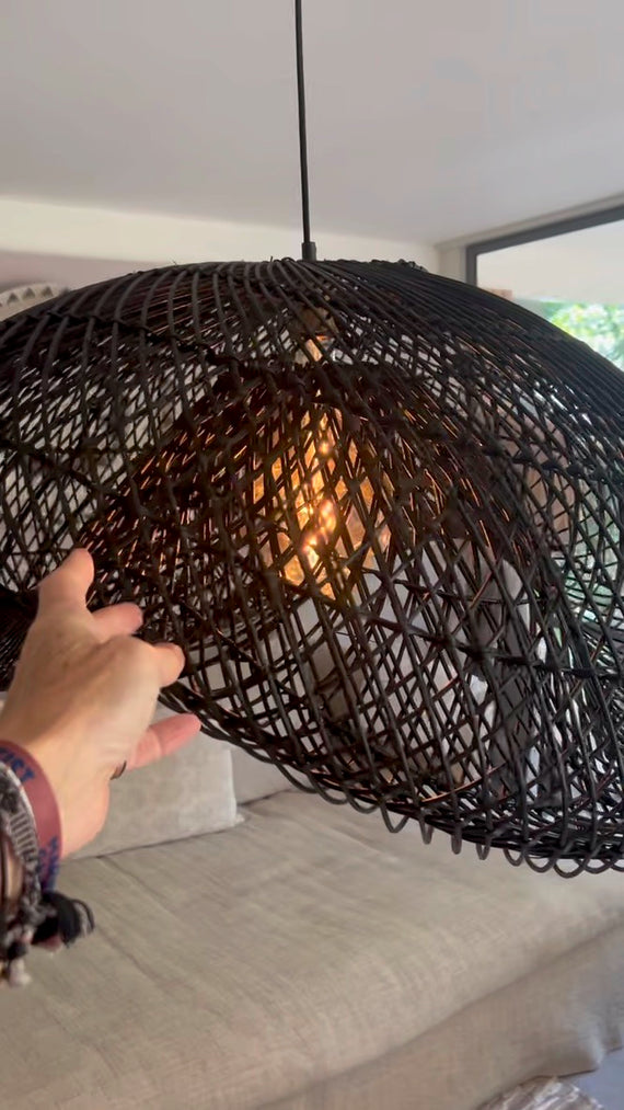 XL Handcrafted Rattan Lamp - Cloud | Black | 80 cm