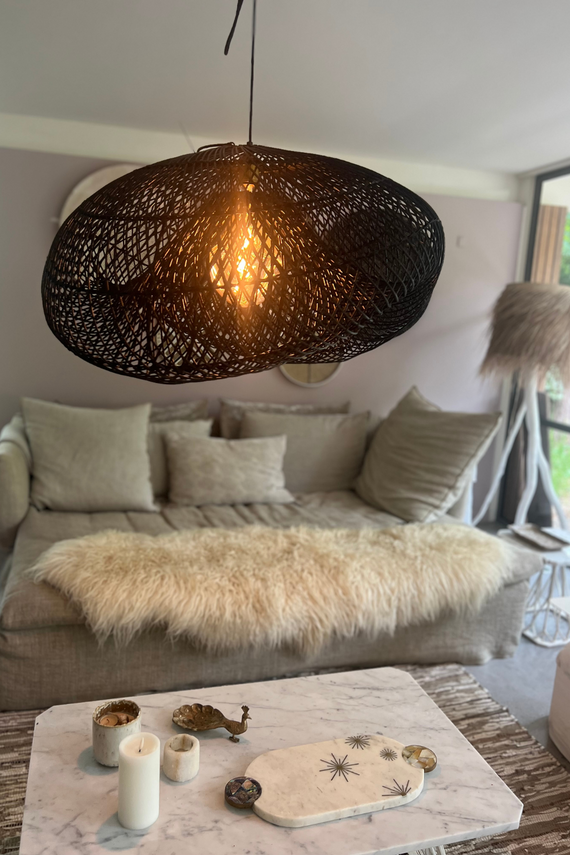 XL Handcrafted Rattan Lamp - Cloud | Black | 120 cm