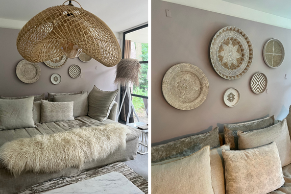 Cloud Lamp Rattan - Organic Shape (60 cm) - Natural Color | Mandala Stencil