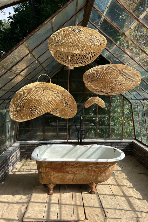 XL Handcrafted Rattan Lamp - Cloud | Black | 80 cm