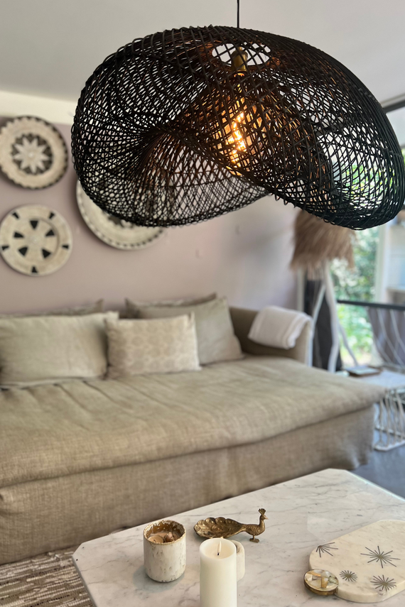 XL Handcrafted Rattan Lamp - Cloud | Black | 120 cm
