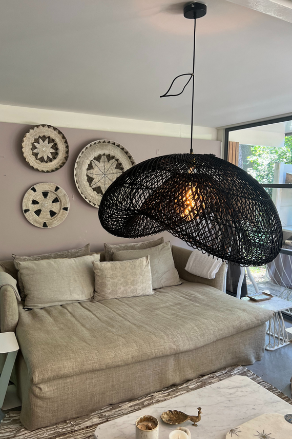 XL Handcrafted Rattan Lamp - Cloud | Black | 120 cm