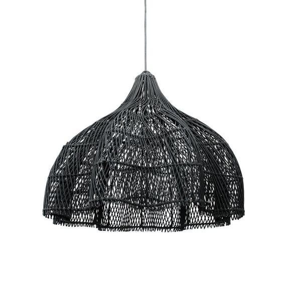 Rattan hang lamp flower shape - 40 cm - black