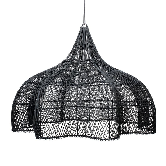 Flower Organic Shape Hanging Lamp - 100 cm Natural Rattan Light | Mandala Stencil