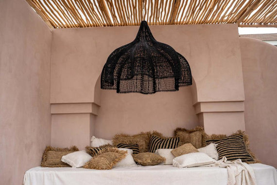 Flower Rattan Hanging Lamp (80 cm) - Natural Boho Lighting | Mandala Stencil