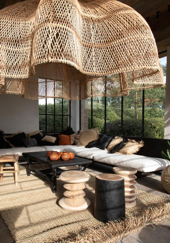 XL Handcrafted Rattan Lamp - Flower | Natural | 120 cm