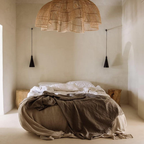 XL Handcrafted Rattan Lamp - Flower | Natural | 120 cm