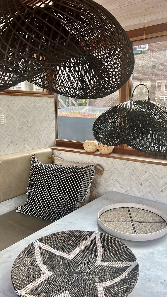 XXL Cloud organic rattan lamp - 150 cm -zwart