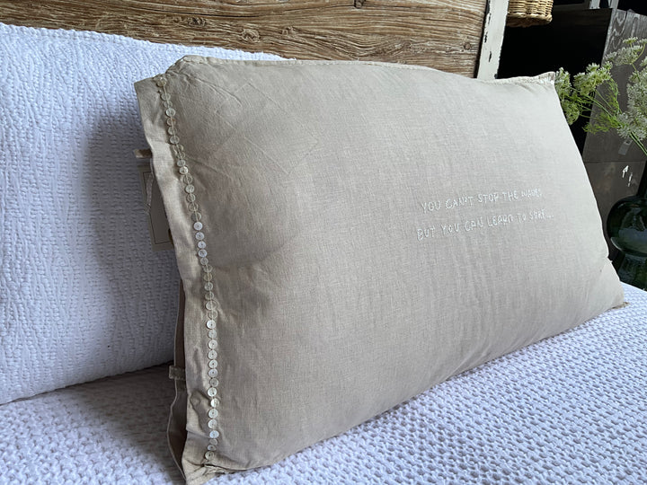 Linnen Pillow + Filling | Can’t Stop The Waves | Natural