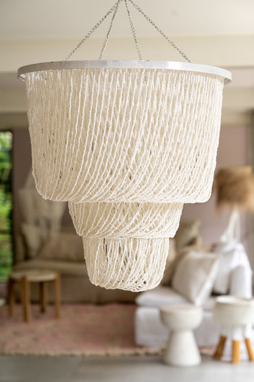 Beaded Hanging Lamp - White