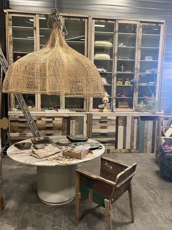 XL Handcrafted Rattan Lamp - Flower | Natural | 120 cm