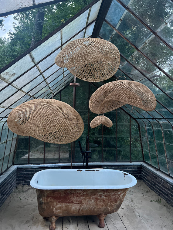 XXL Cloud organic rattan lamp - 150 cm - WIT