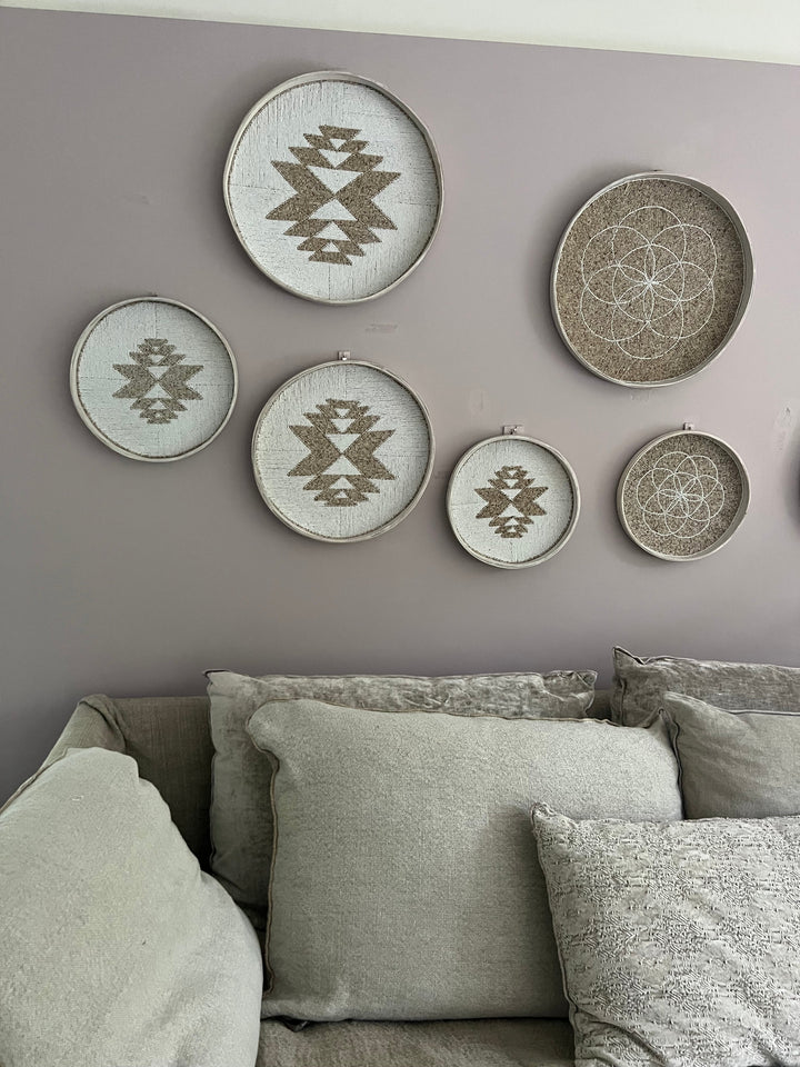 Fully Beaded Fairtrade Wall Basket (40 cm) - Unique Artisan Decor | Mandala Stencils
