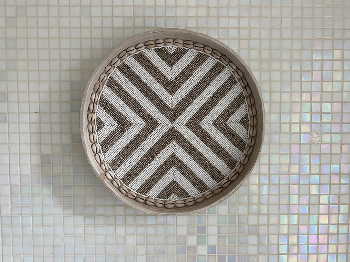 Fully Beaded Fairtrade Wall Basket (45 cm) - Unique Artisan Decor | Mandala Stencils