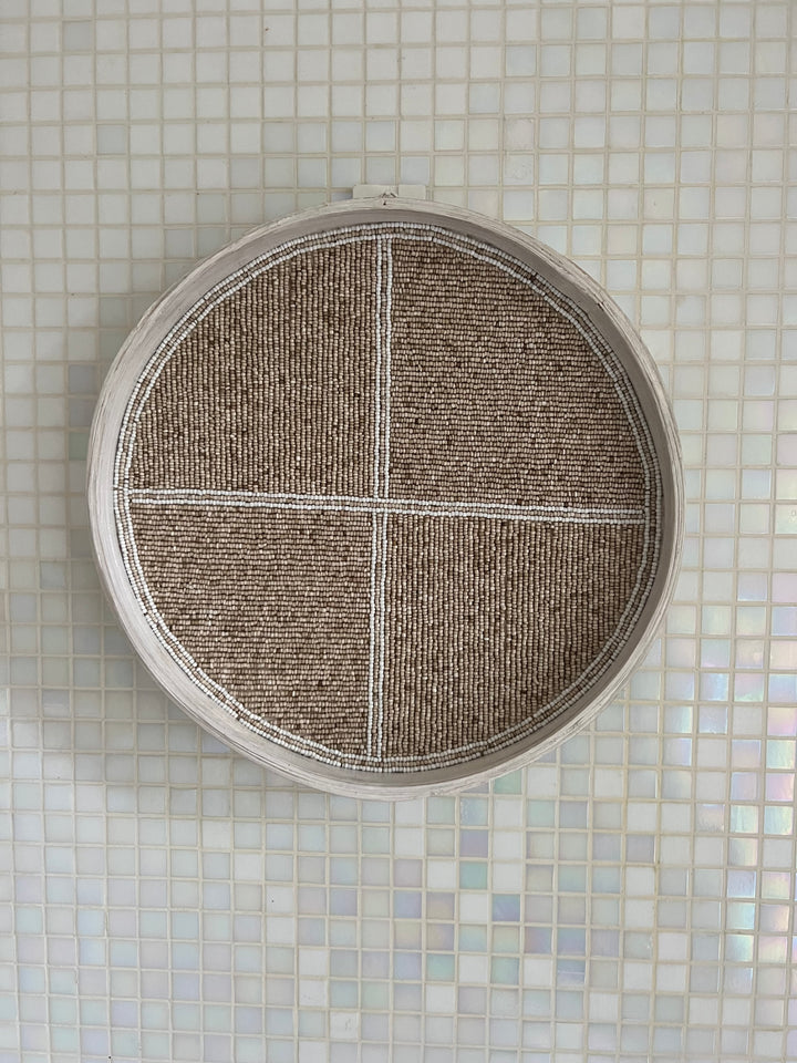 Fully Beaded Fairtrade Wall Basket (45 cm) - Artisan Decor | Mandala Stencils