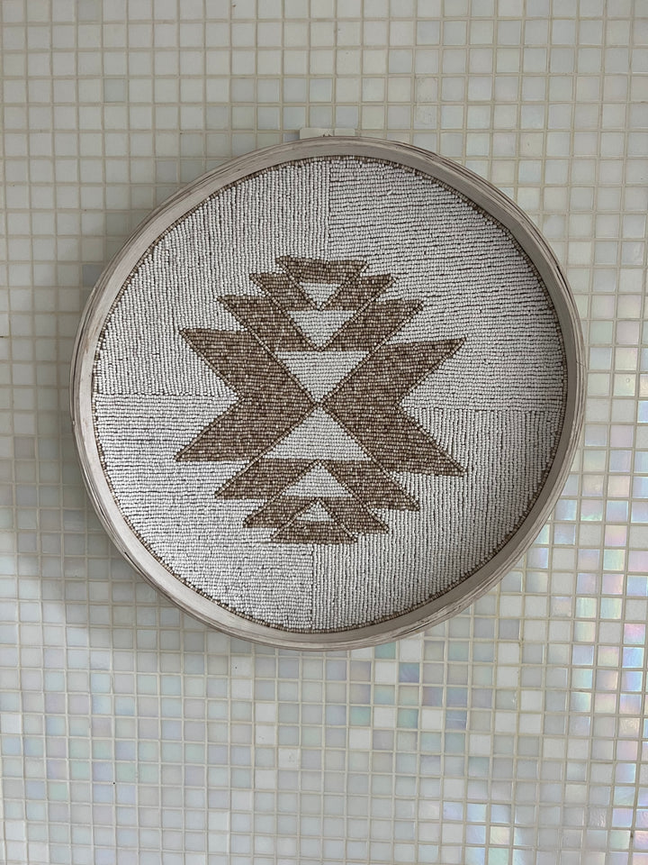 Fully Beaded Fairtrade Wall Basket (40 cm) - Unique Artisan Decor | Mandala Stencils