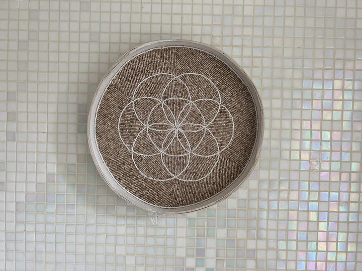 Fully Beaded Fairtrade Wall Basket (45 cm) - Handcrafted Boho Decor | Mandala Stencils