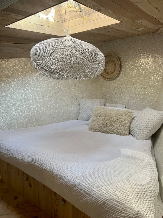 XXL Cloud organic rattan lamp - 150 cm - WIT