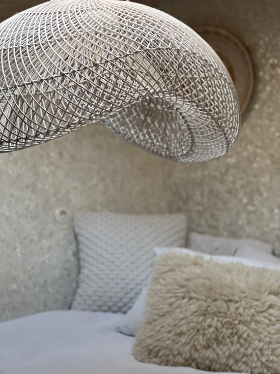 Organic shape cloud rattan lamp - 80 cm - WIT