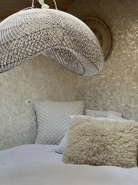 Organic shape cloud rattan lamp - 80 cm - WIT