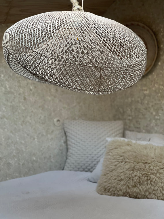XXL Cloud organic rattan lamp - 150 cm - WIT
