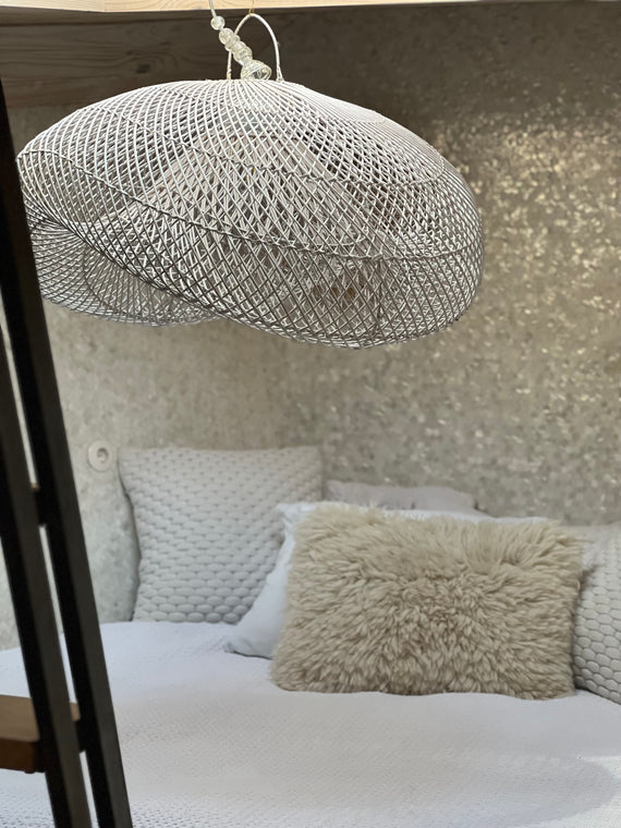 XXL Cloud organic rattan lamp - 150 cm - WIT