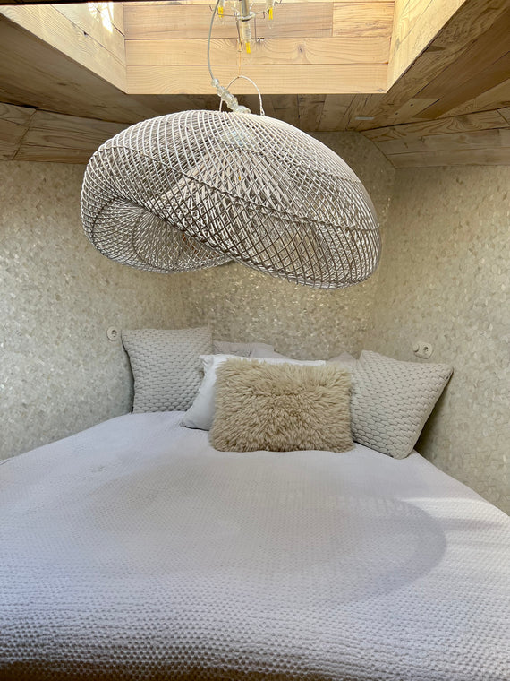 XXL Cloud organic rattan lamp - 150 cm - WIT
