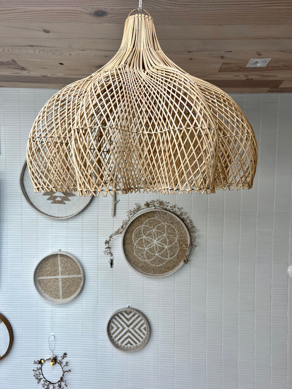 Handcrafted Rattan Lamp - Flower | Natural | 40 cm