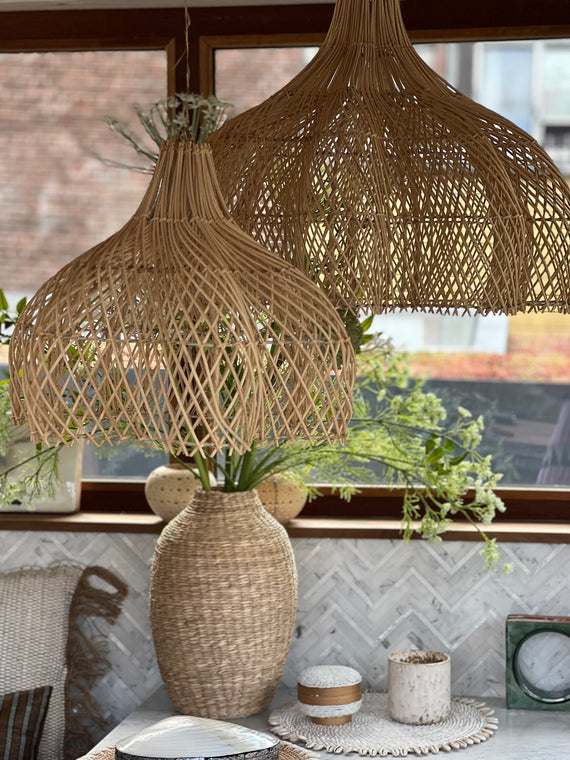 Handcrafted Rattan Lamp - Flower | Natural | 40 cm