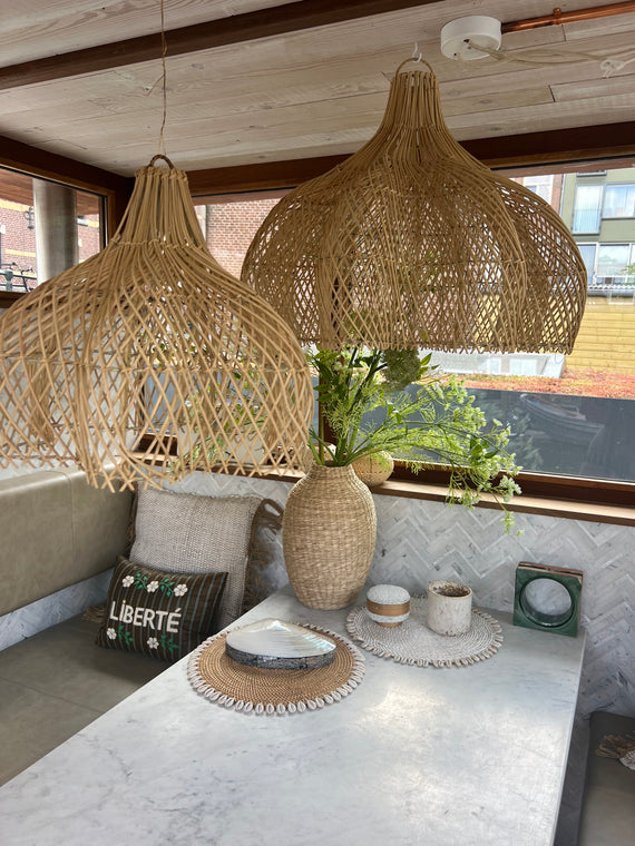 Handcrafted Rattan Lamp - Flower | Natural | 40 cm