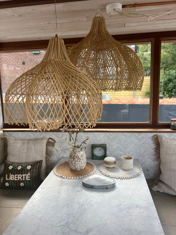 Handcrafted Rattan Lamp - Flower | Natural | 40 cm