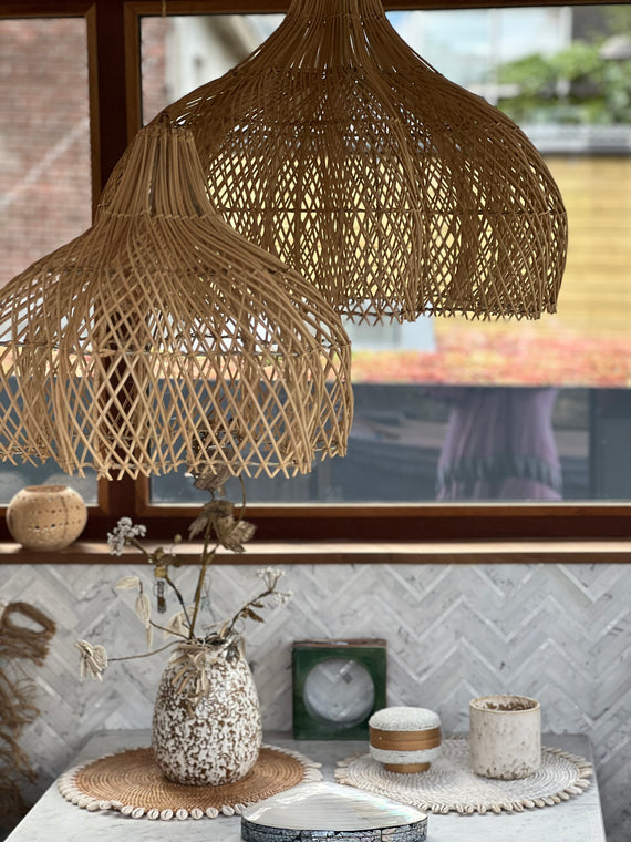 Handcrafted Rattan Lamp - Flower | Natural | 40 cm