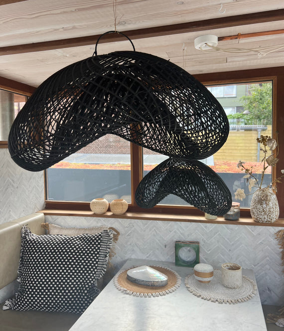 Cloud Lamp Rattan - Organic Shape (60 cm) - Natural Color | Mandala Stencil