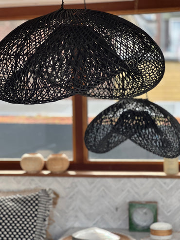 Handcrafted Rattan Lamp - Cloud | Black | 40 cm