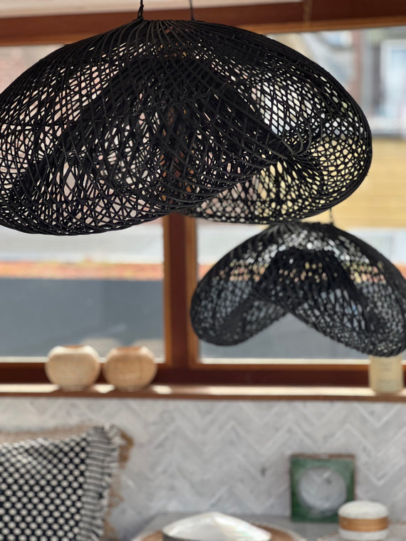 Handcrafted Rattan Lamp - Cloud | Black | 40 cm