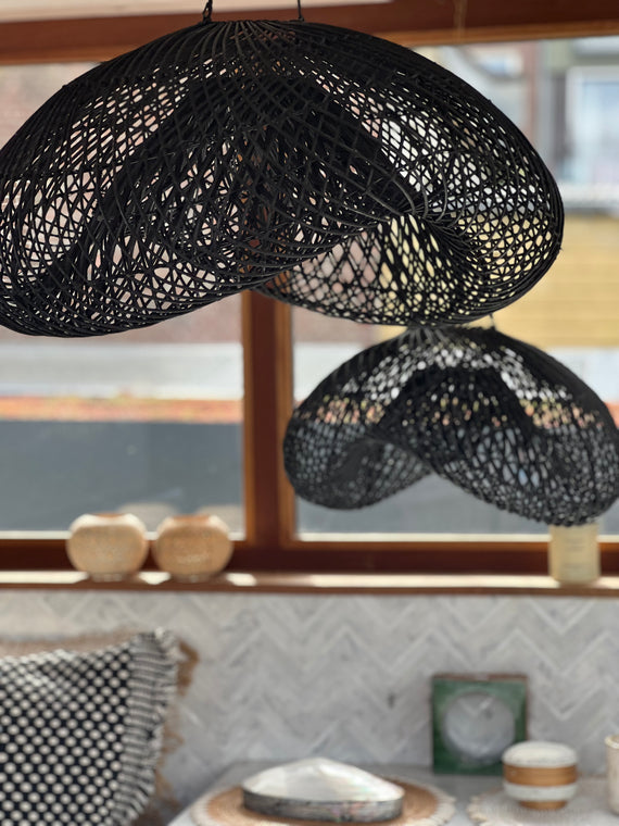 Cloud Lamp Rattan - Organic Shape (60 cm) - Natural Color | Mandala Stencil