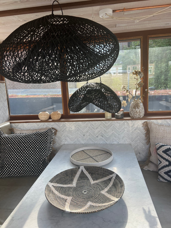 Cloud Lamp Rattan - Organic Shape (60 cm) - Natural Color | Mandala Stencil