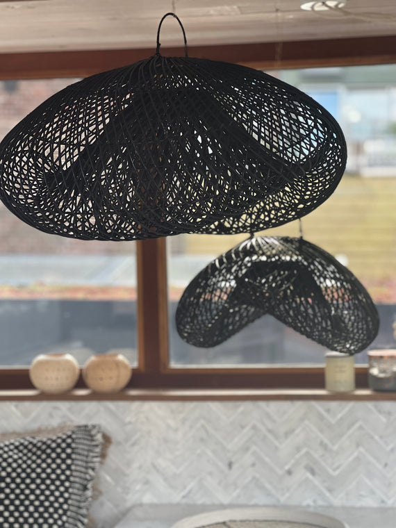 XL Handcrafted Rattan Lamp - Cloud | Black | 80 cm