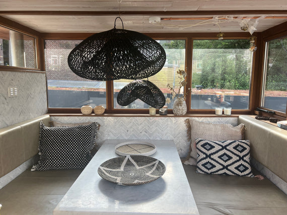 Cloud Lamp Rattan - Organic Shape (60 cm) - Natural Color | Mandala Stencil