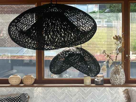 Cloud Lamp Rattan - Organic Shape (60 cm) - Natural Color | Mandala Stencil