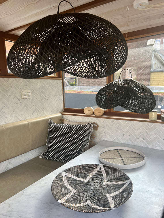 Cloud Lamp Rattan - Organic Shape (60 cm) - Natural Color | Mandala Stencil