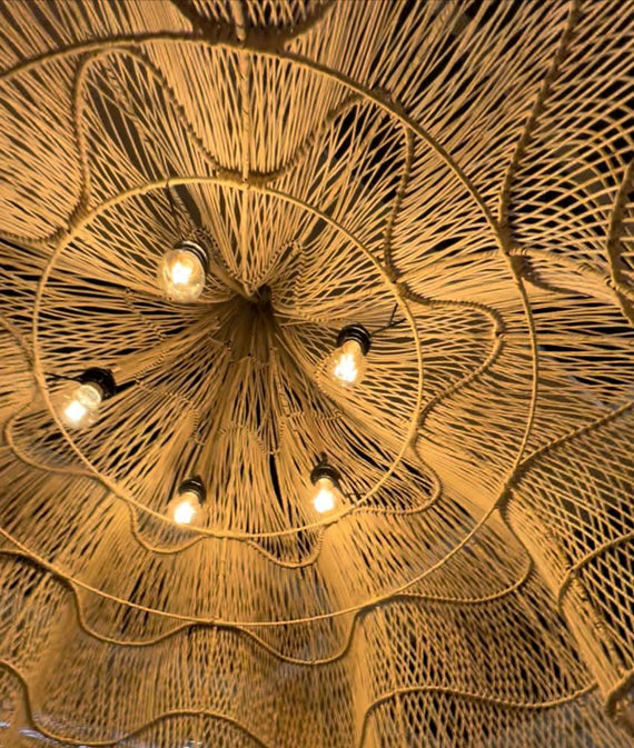 XL Handcrafted Rattan Lamp - Flower | Natural | 120 cm