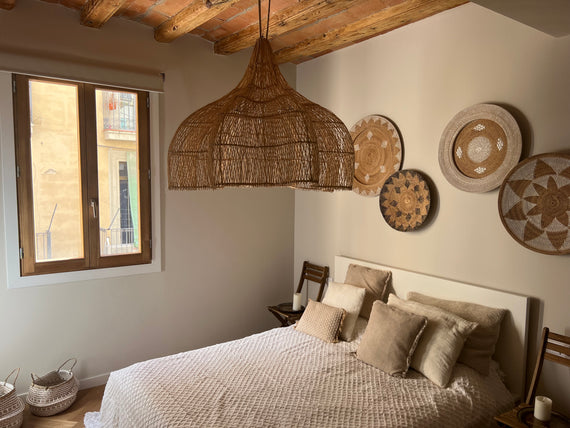 XL Handcrafted Rattan Lamp - Flower | Natural | 120 cm