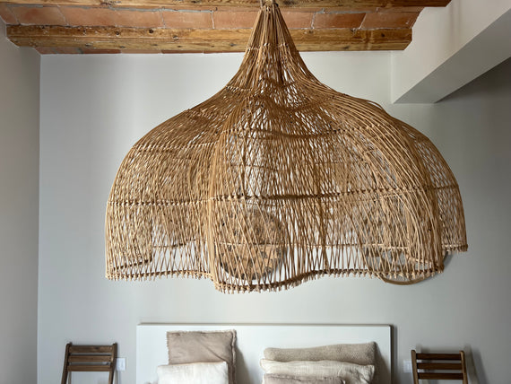 XL Handcrafted Rattan Lamp - Flower | Natural | 120 cm