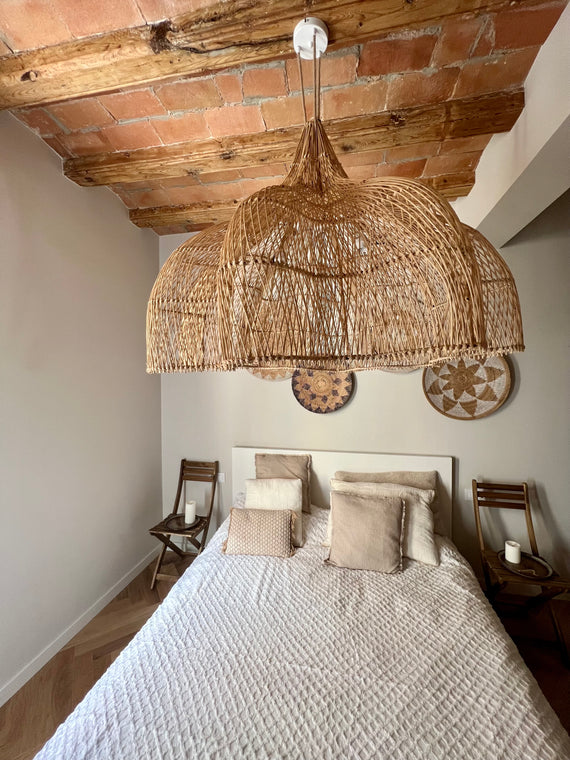 XL Handcrafted Rattan Lamp - Flower | Natural | 120 cm