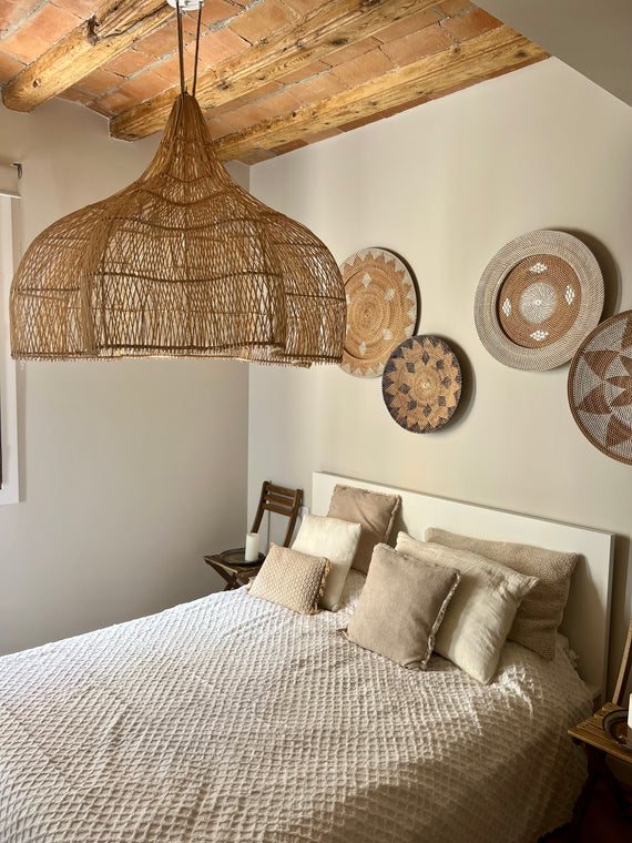 XL Handcrafted Rattan Lamp - Flower | Natural | 120 cm