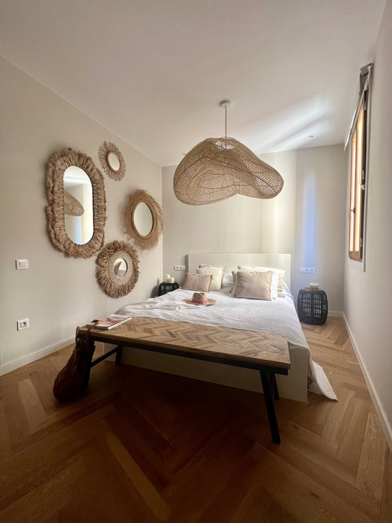 XXL Cloud organische rotan lamp - 150 cm - naturel kleur