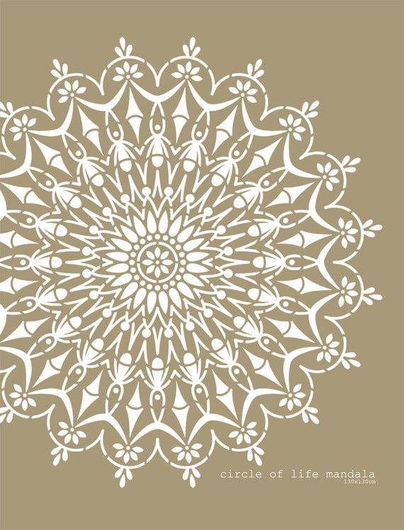 Circle of Life Mandala Stencil XL, 130x130 cm, symbolizing infinity and harmony for home décor.