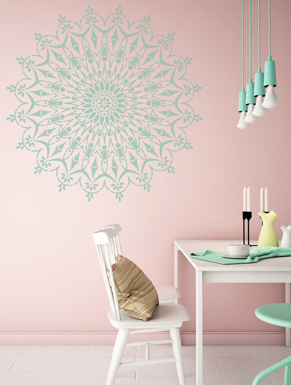 Circle of Life Mandala Stencil XL, 130x130 cm, symbolizing infinity and harmony for home décor.