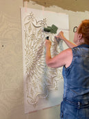 Circle of Life Mandala Stencil XL, 130x130 cm, symbolizing infinity and harmony for home décor.